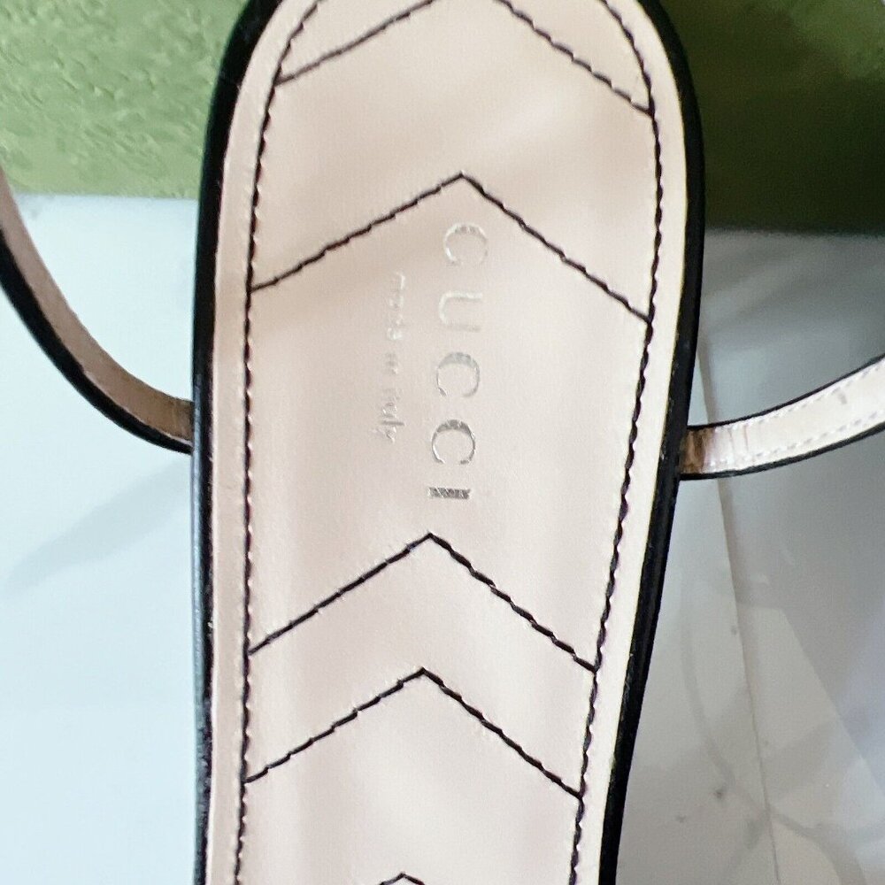 Gucci Marmont 55mm Tweed T-strap Pumps Pink/ Blue/ Black Size EU 39 - Picture 8 of 13